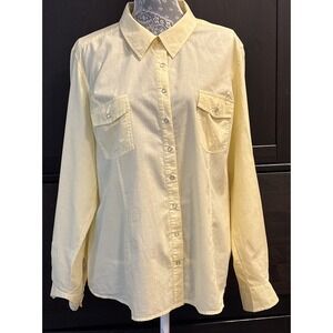 Style & Company Yellow Button Up Snap Western Roll Tab Sleeve Cotton XXL Shirt